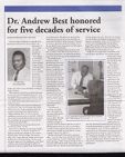 "Dr. Andrew Best honored for five decades of service" article